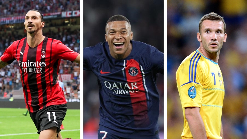 Kylian Mbappé, Andriy Mykolayovych Shevchenko, Zlatan Ibrahimović