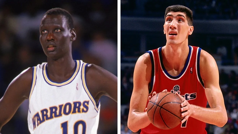 Manute Bol và Gheorghe Muresan, cùng chiều cao 2m31